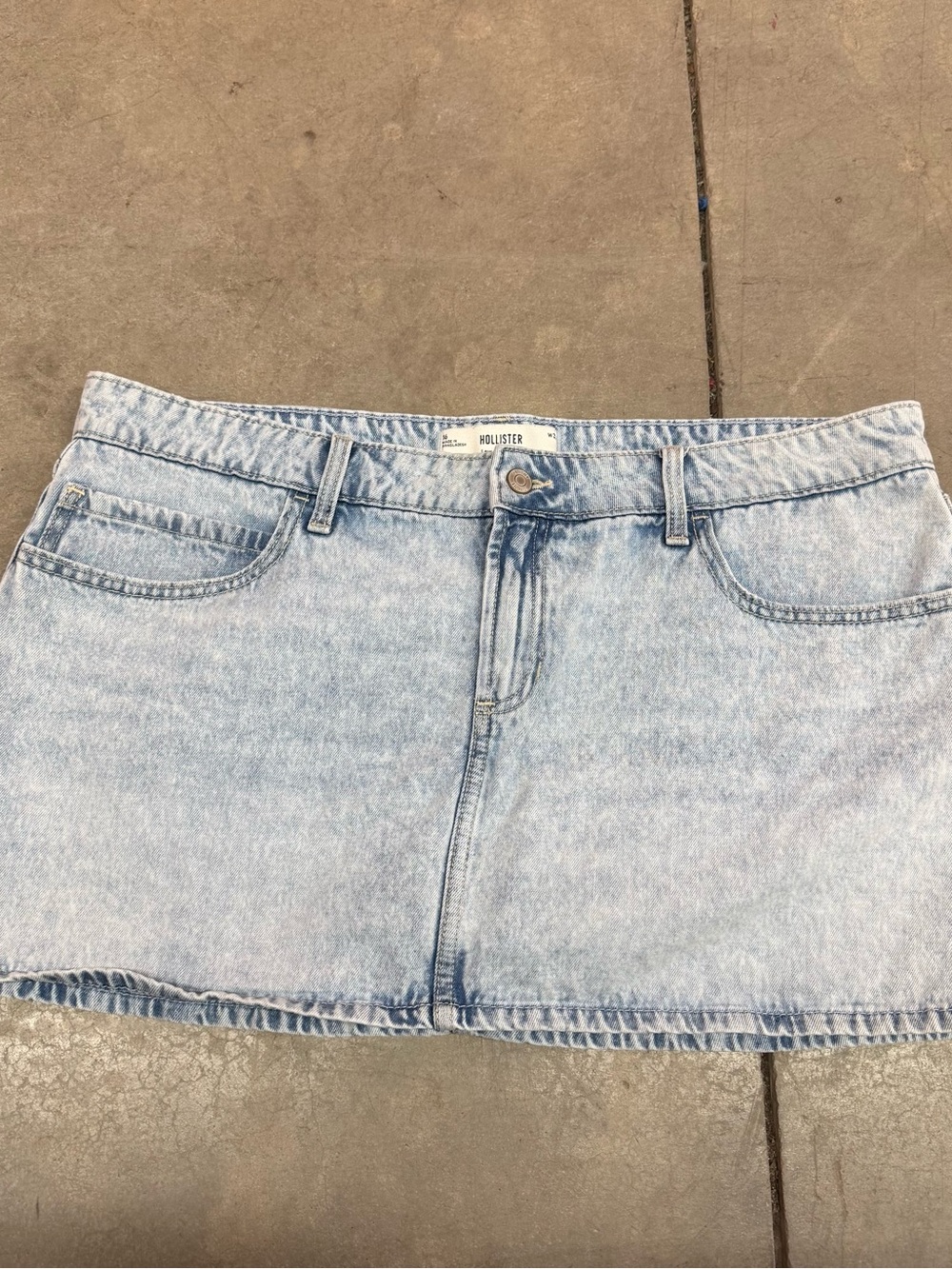 Hollister Light Wash Denim Mini Skirt - Light Blue